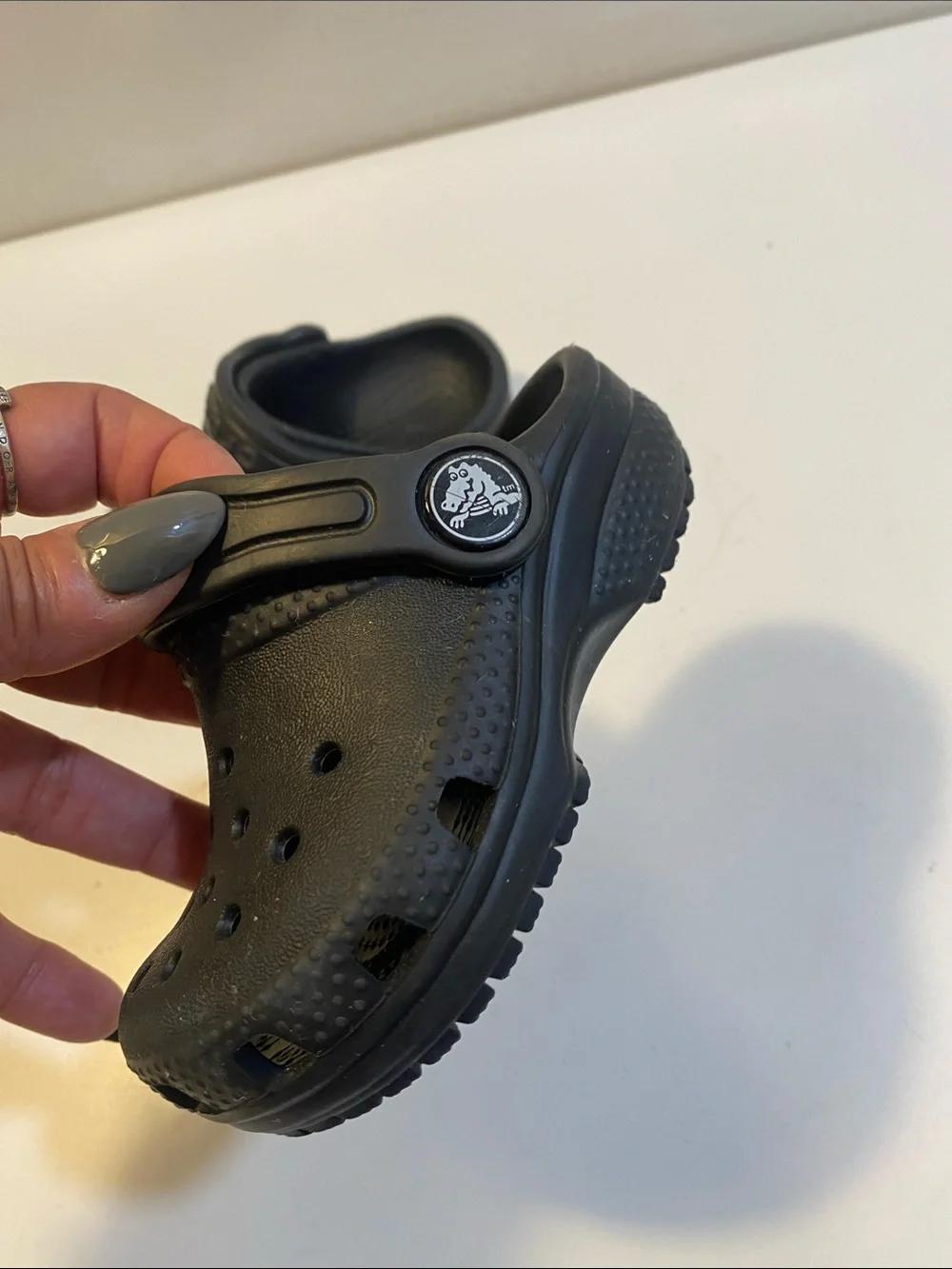 CROCS Kids Black Classic Clog with Heel Strap Sz C5